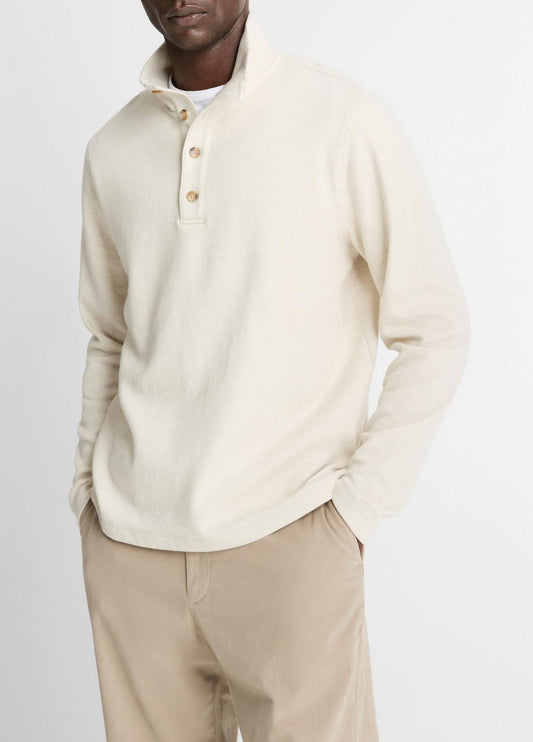 VINCE Trending - Cotton Button Mock-Neck Pullover in Sweatshirts & Hoodies