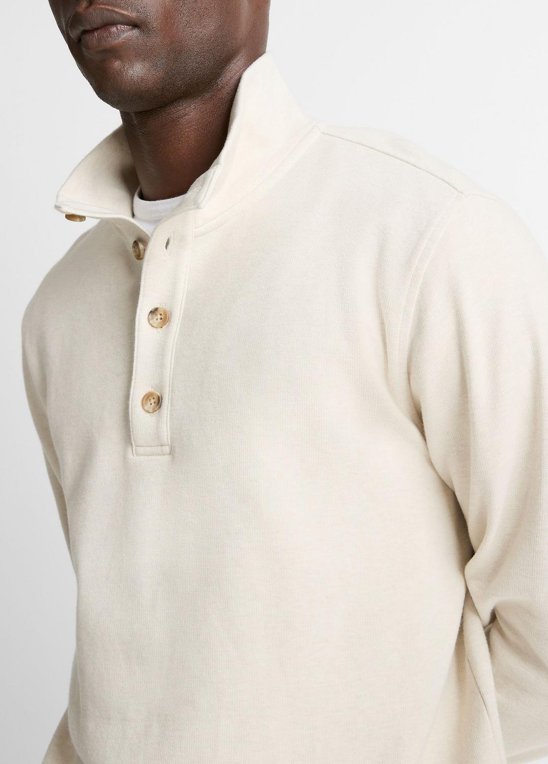 VINCE Trending - Cotton Button Mock-Neck Pullover in Sweatshirts & Hoodies