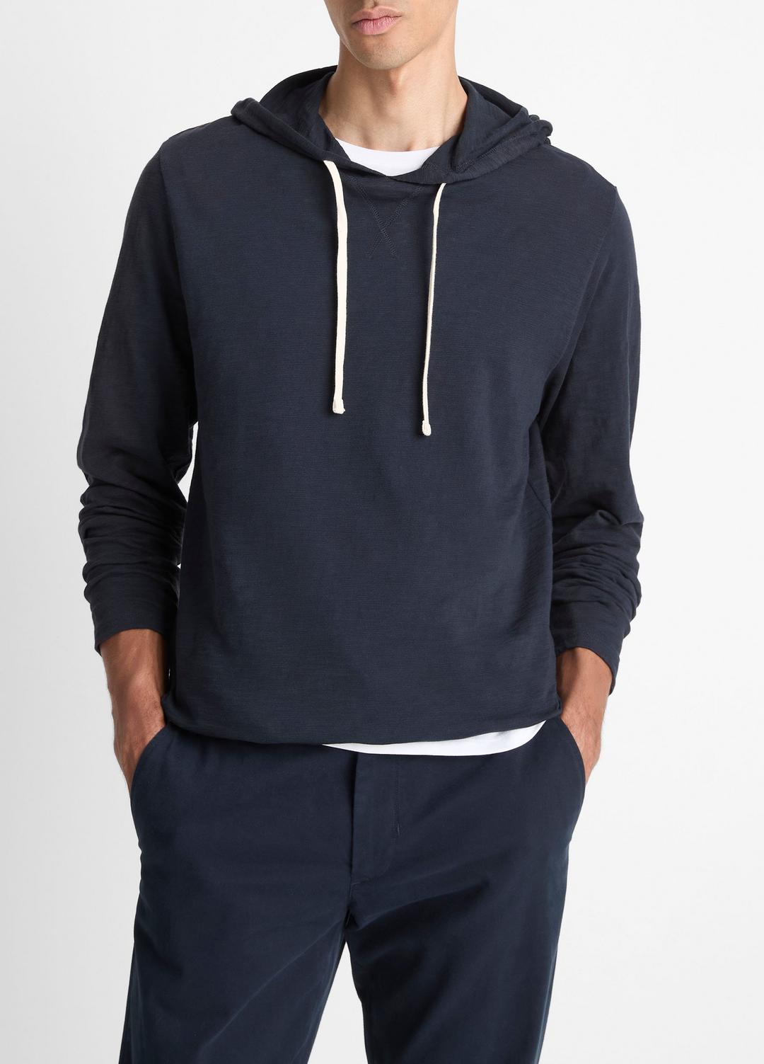 VINCE Recommended - Textured Cotton Hoodie in Sweatshirts & Hoodies