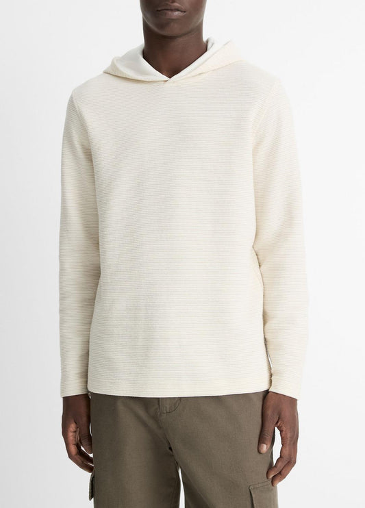 VINCE New - Variegated Stripe Double-Face Cotton-Blend Hoodie in Sweatshirts & Hoodies