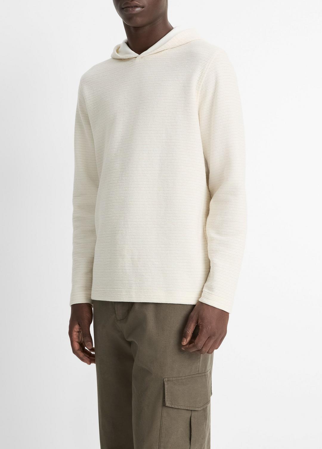 VINCE New - Variegated Stripe Double-Face Cotton-Blend Hoodie in Sweatshirts & Hoodies