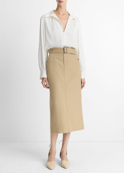 VINCE Signature - Cotton Trench Pencil Skirt in Dresses & Skirts