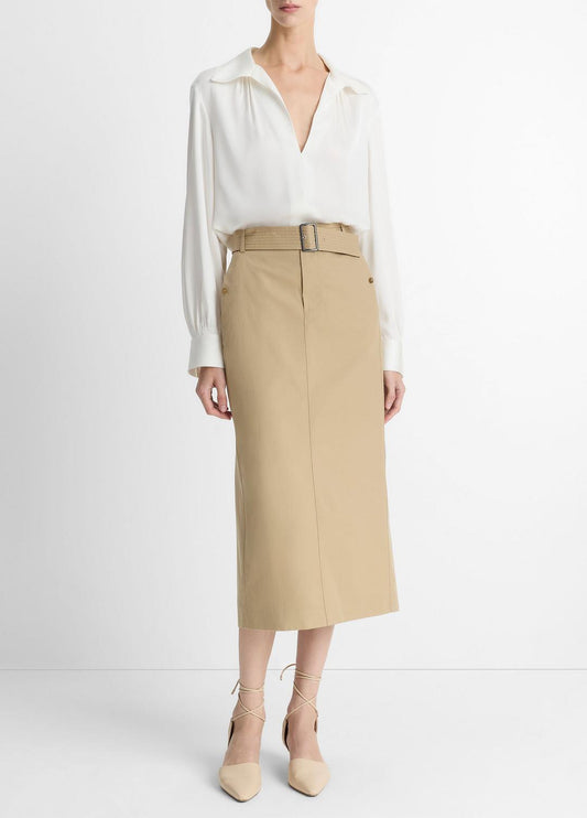 VINCE Signature - Cotton Trench Pencil Skirt in Dresses & Skirts