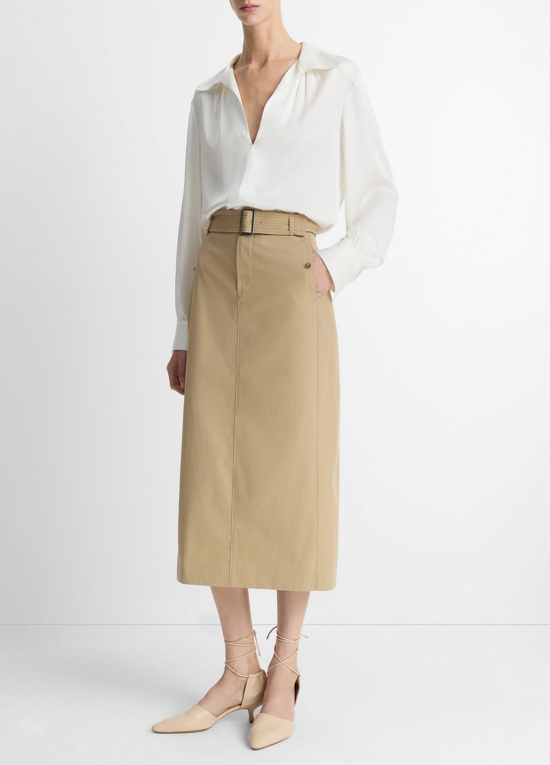 VINCE Signature - Cotton Trench Pencil Skirt in Dresses & Skirts