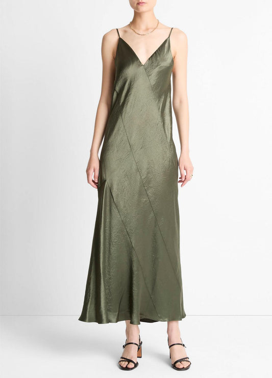 VINCE Best Seller - Paneled Satin Bias Slip Dress in Dresses & Skirts