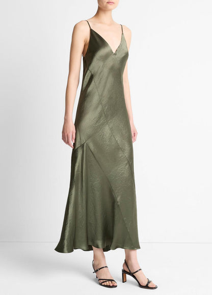 VINCE Best Seller - Paneled Satin Bias Slip Dress in Dresses & Skirts