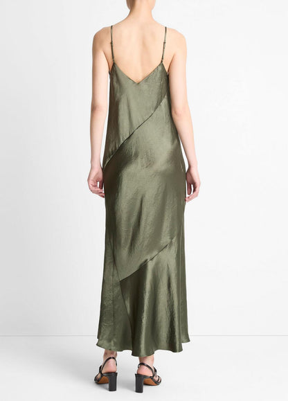 VINCE Best Seller - Paneled Satin Bias Slip Dress in Dresses & Skirts
