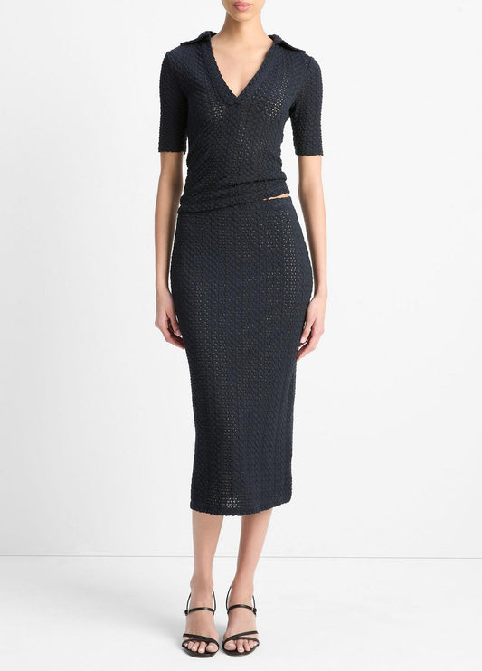 VINCE New - Textural Cotton Midi Skirt in Dresses & Skirts