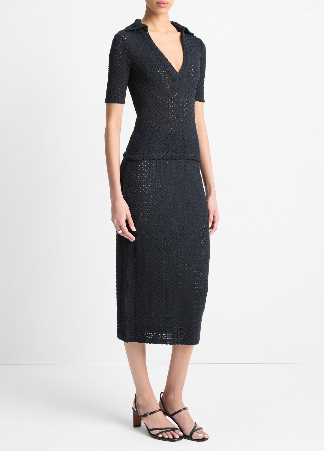 VINCE New - Textural Cotton Midi Skirt in Dresses & Skirts
