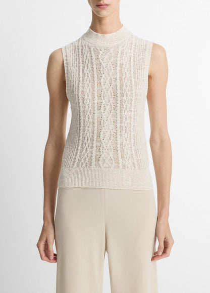 VINCE Value - Cable Cotton-Blend Double-Layer Shell in Sweaters