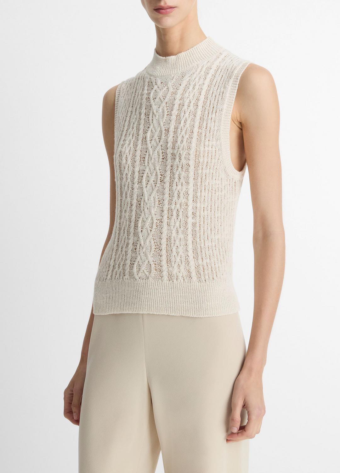 VINCE Value - Cable Cotton-Blend Double-Layer Shell in Sweaters