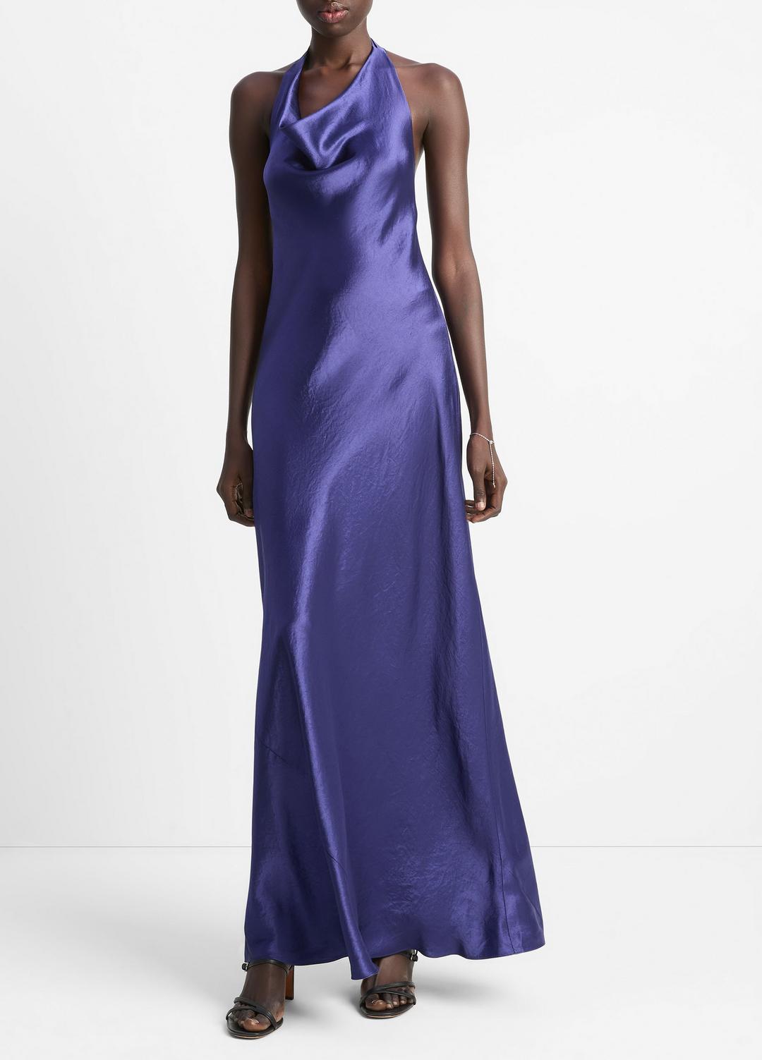 VINCE Recommended - Satin Cowl-Neck Maxi Dress in Dresses & Skirts