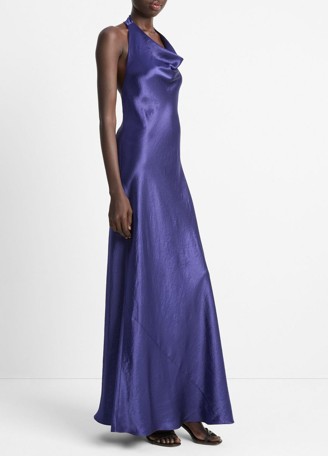 VINCE Recommended - Satin Cowl-Neck Maxi Dress in Dresses & Skirts