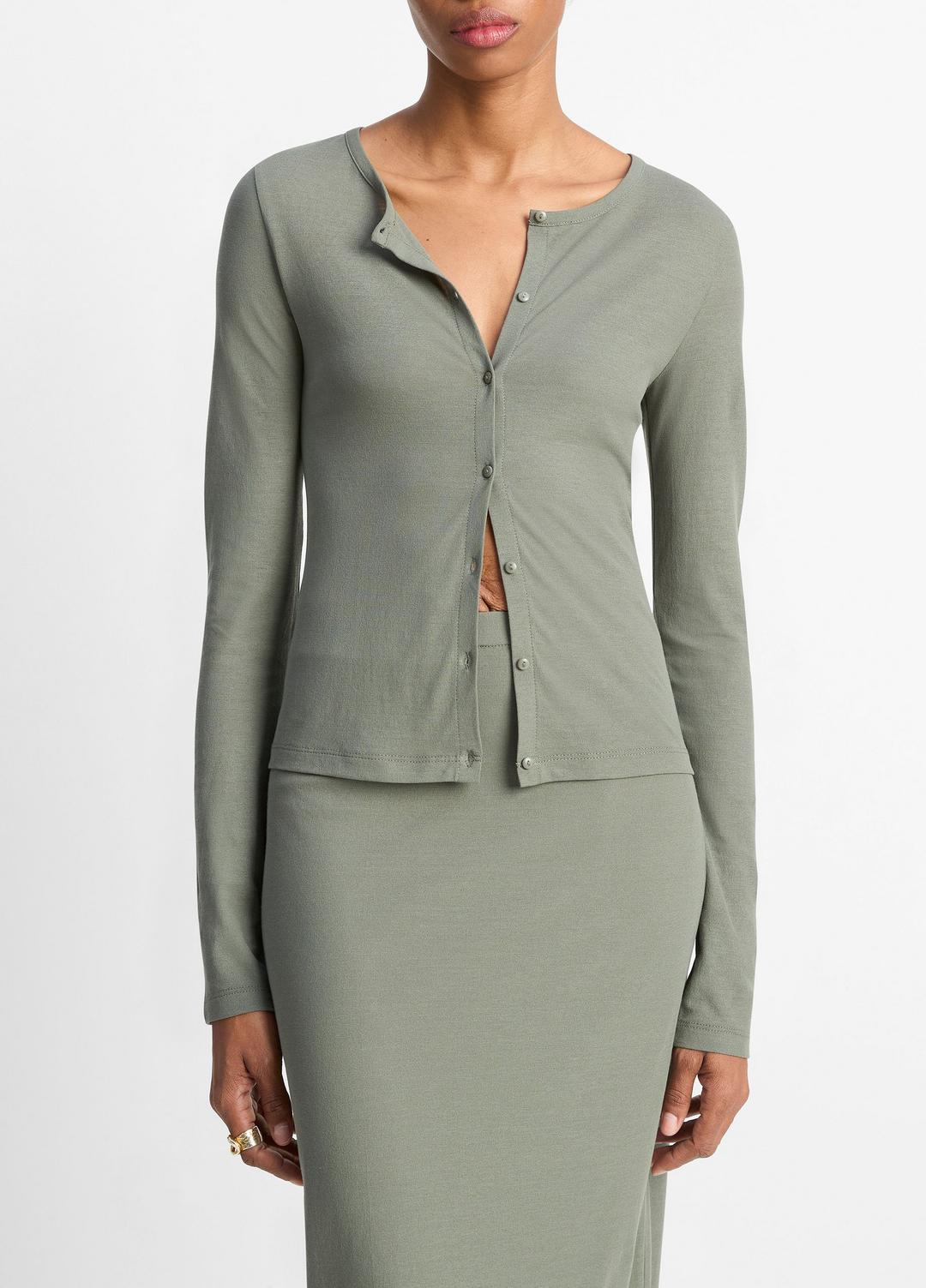 VINCE Value - Cotton Crepe Jersey Cardigan in Shirts & Tees