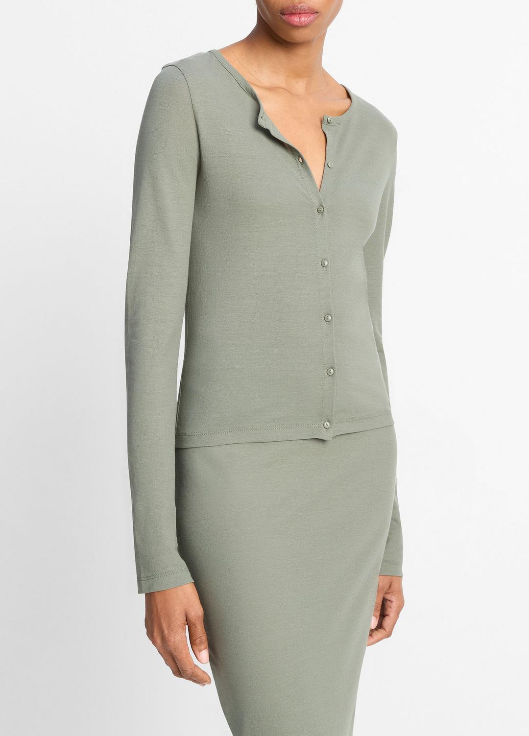 VINCE Value - Cotton Crepe Jersey Cardigan in Shirts & Tees