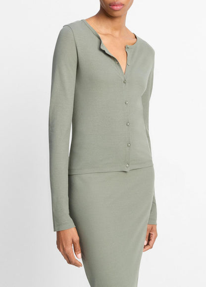 VINCE Value - Cotton Crepe Jersey Cardigan in Shirts & Tees