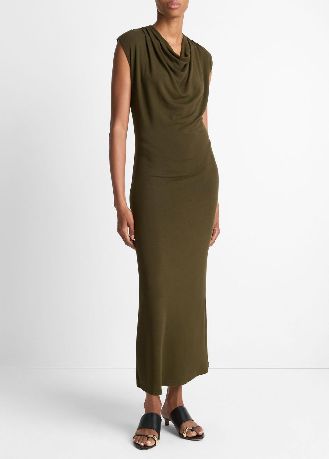 VINCE Premium - Jersey Draped Cowl-Neck Dress in Dresses & Skirts