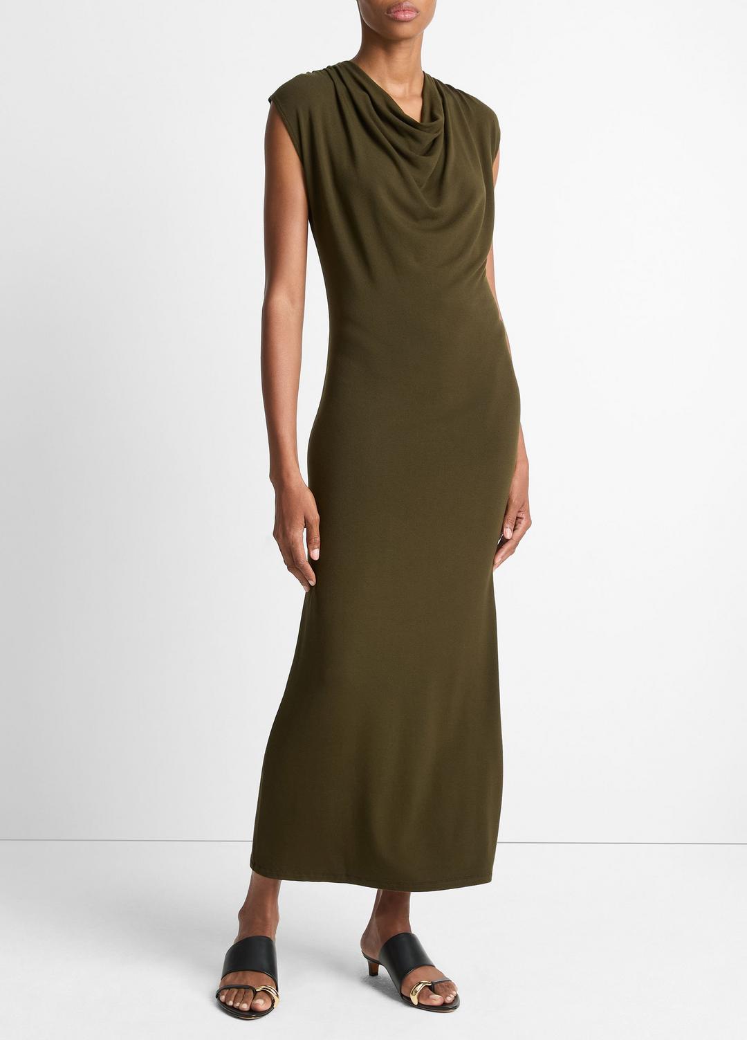 VINCE Premium - Jersey Draped Cowl-Neck Dress in Dresses & Skirts
