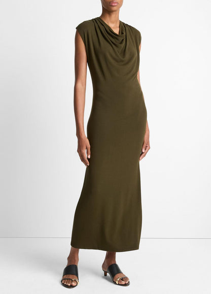VINCE Premium - Jersey Draped Cowl-Neck Dress in Dresses & Skirts