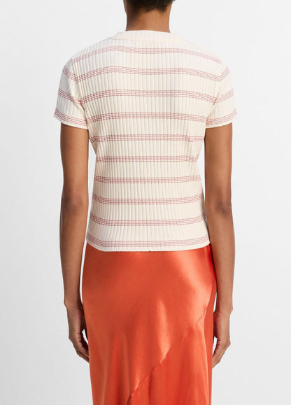 VINCE New - Striped Ribbed Cotton-Blend Top in Shirts & Tees