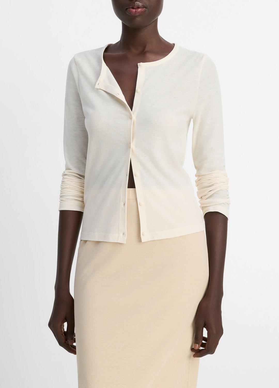 VINCE Quality - Cotton Crepe Jersey Cardigan in Shirts & Tees