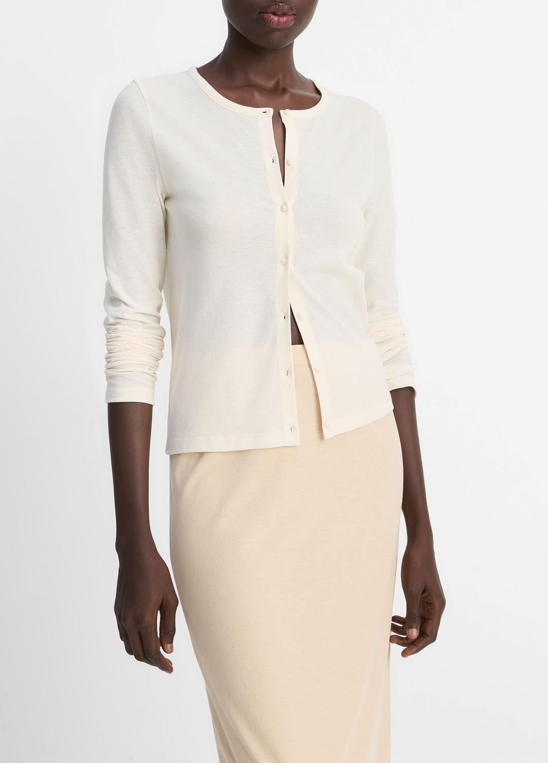 VINCE Quality - Cotton Crepe Jersey Cardigan in Shirts & Tees