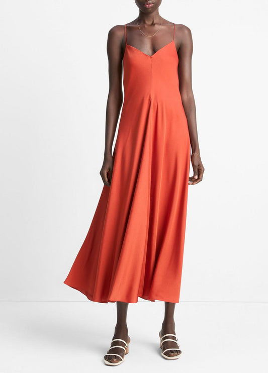 VINCE Trusted - Silk-Blend A-Line Slip Dress in Dresses & Skirts