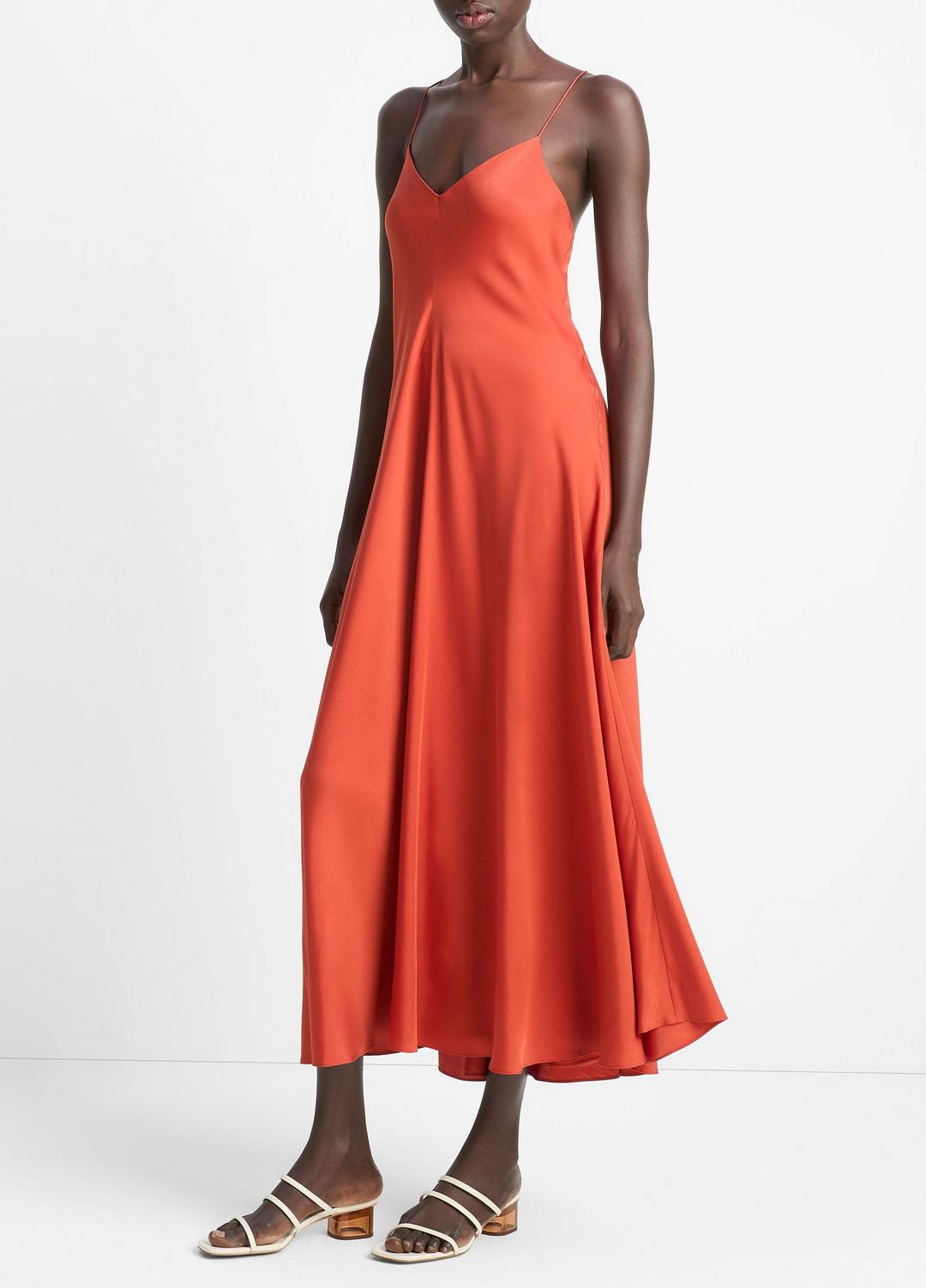 VINCE Trusted - Silk-Blend A-Line Slip Dress in Dresses & Skirts