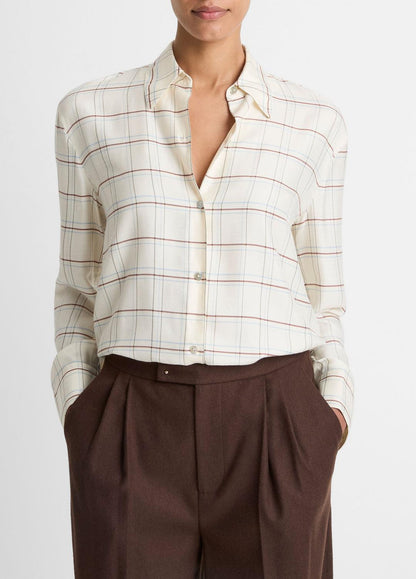 VINCE Quality - Checked Plaid Button-Front Shirt in Shirts & Tees