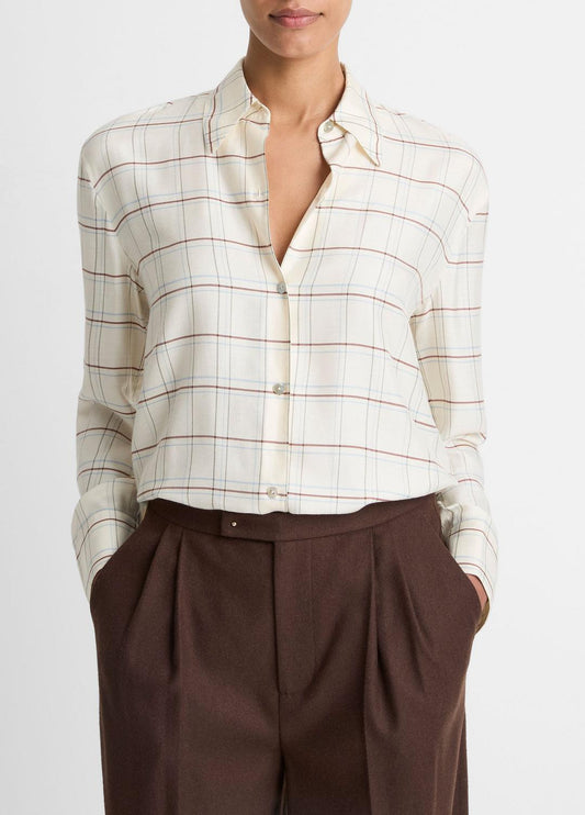 VINCE Quality - Checked Plaid Button-Front Shirt in Shirts & Tees