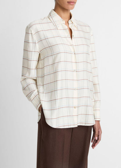 VINCE Quality - Checked Plaid Button-Front Shirt in Shirts & Tees