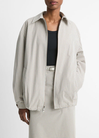 VINCE Everyday - Gardener's Check Cotton Oversized Bomber Jacket in Jackets & Outerwear