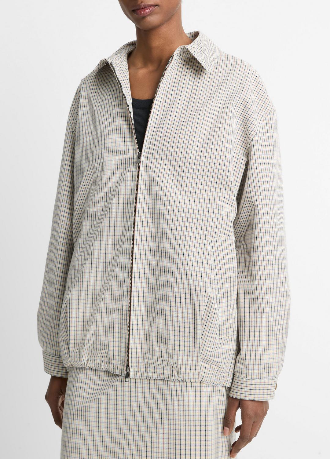 VINCE Everyday - Gardener's Check Cotton Oversized Bomber Jacket in Jackets & Outerwear