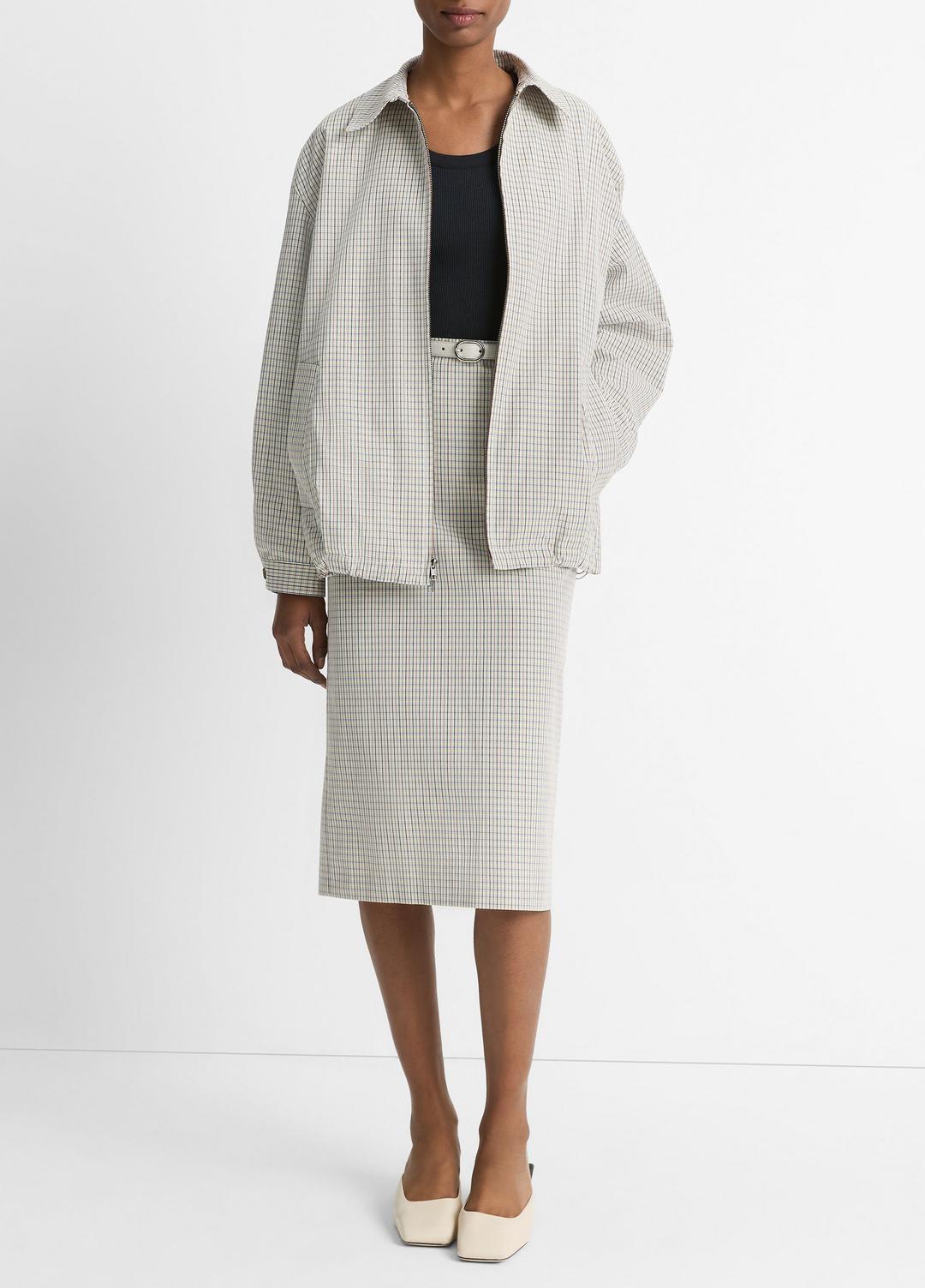 VINCE Everyday - Gardener's Check Cotton Oversized Bomber Jacket in Jackets & Outerwear