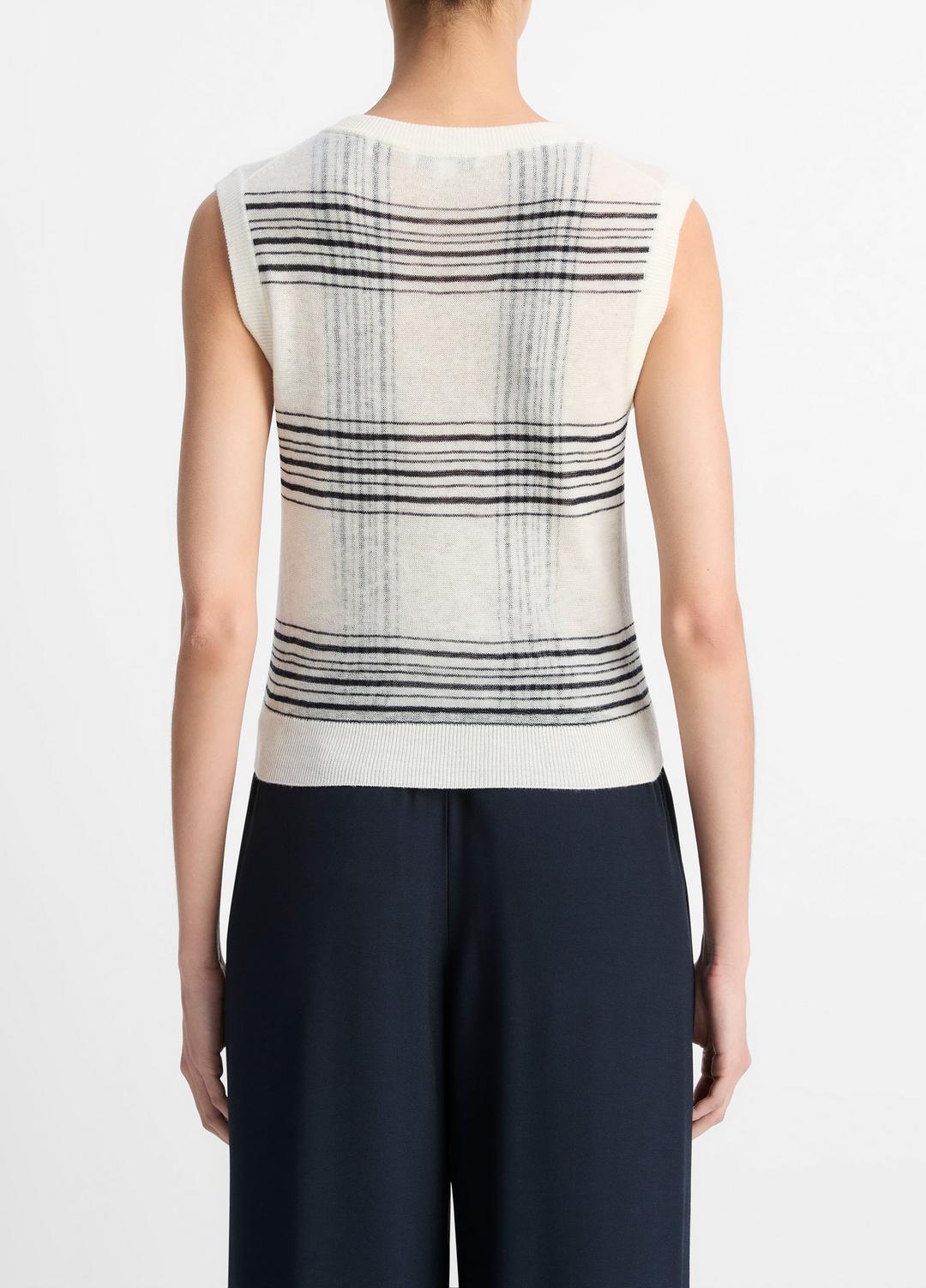 VINCE Deals - Featherweight Plaid Wool Sweater Vest in Sweaters