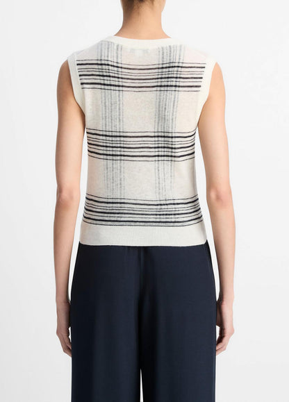 VINCE Deals - Featherweight Plaid Wool Sweater Vest in Sweaters