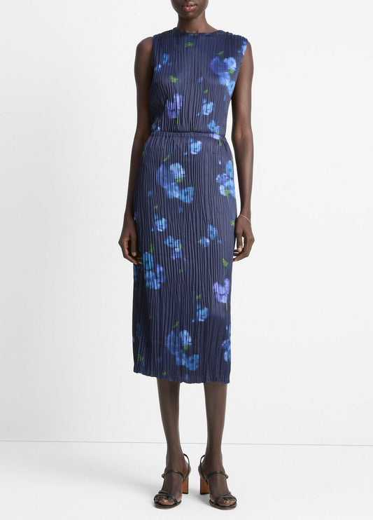 VINCE Classic - Poppy Blur Crushed Satin Column Skirt in Dresses & Skirts