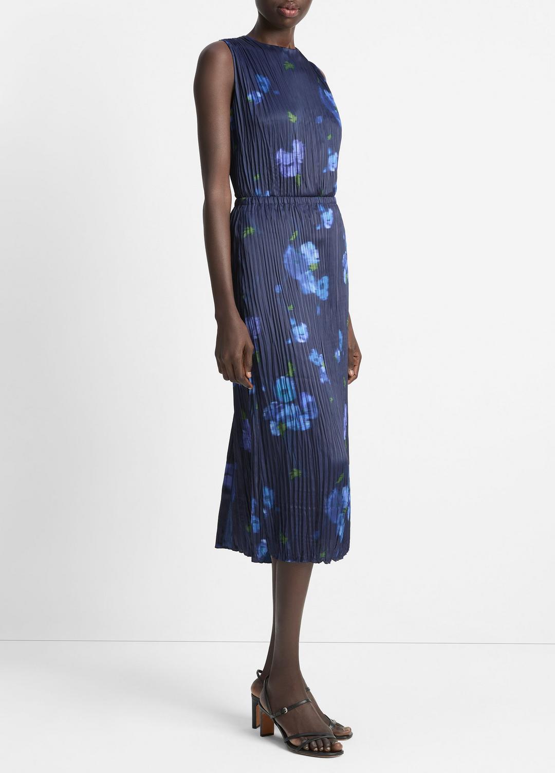 VINCE Classic - Poppy Blur Crushed Satin Column Skirt in Dresses & Skirts