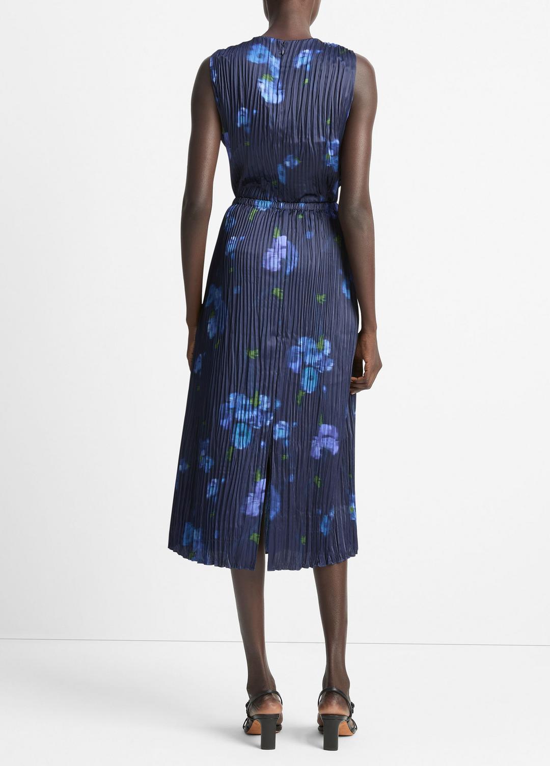 VINCE Classic - Poppy Blur Crushed Satin Column Skirt in Dresses & Skirts
