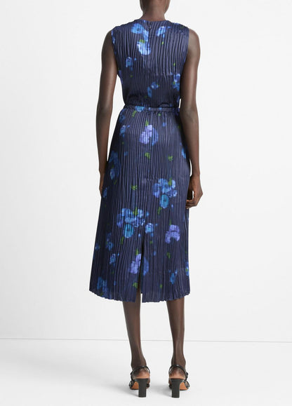 VINCE Classic - Poppy Blur Crushed Satin Column Skirt in Dresses & Skirts