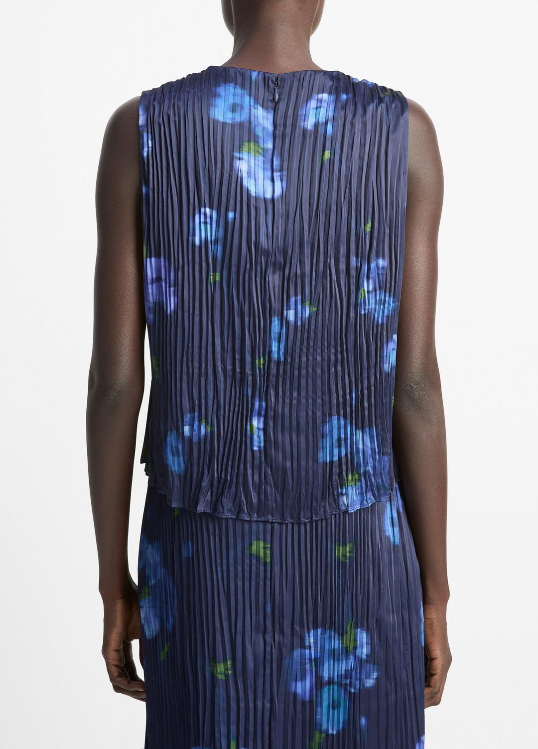 VINCE Sale - Poppy Blur Crushed Satin Shell in Shirts & Tees