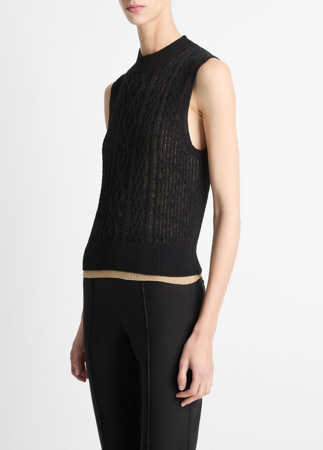VINCE Smart Buy - Cable Cotton-Blend Double-Layer Shell in Sweaters