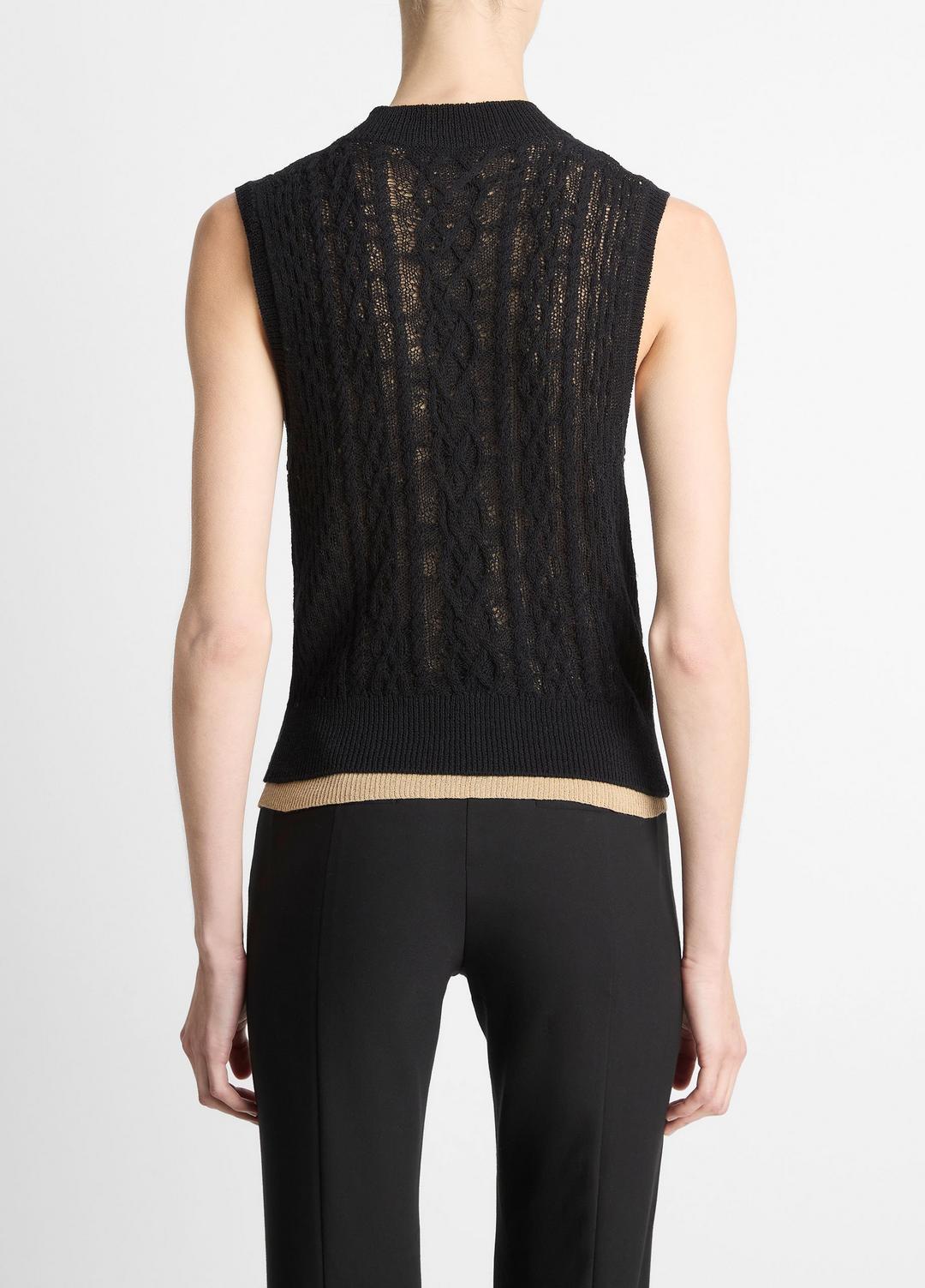 VINCE Smart Buy - Cable Cotton-Blend Double-Layer Shell in Sweaters
