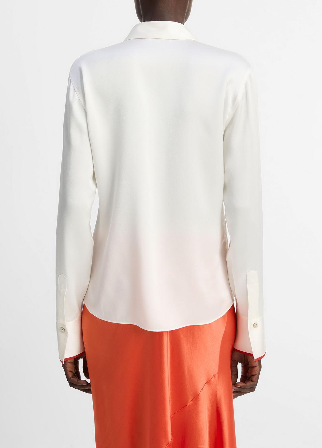 VINCE Trending - Tipped Silk Button-Front Blouse in Shirts & Tees