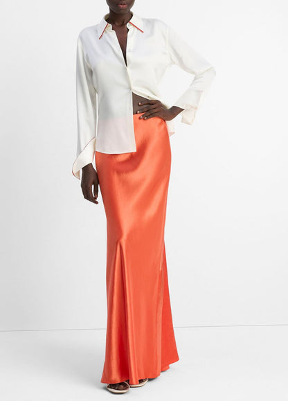 VINCE Trending - Tipped Silk Button-Front Blouse in Shirts & Tees