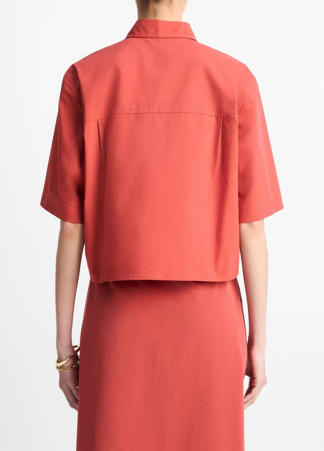 VINCE Great Value - Cotton Short-Sleeve Cropped Shirt in Shirts & Tees