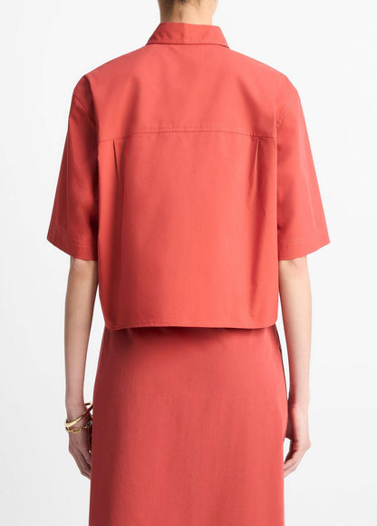 VINCE Great Value - Cotton Short-Sleeve Cropped Shirt in Shirts & Tees