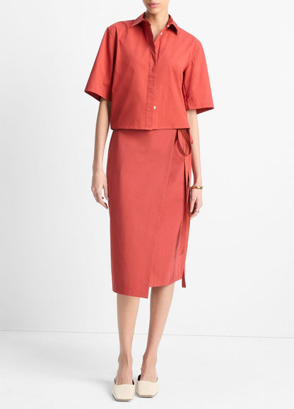 VINCE Great Value - Cotton Short-Sleeve Cropped Shirt in Shirts & Tees