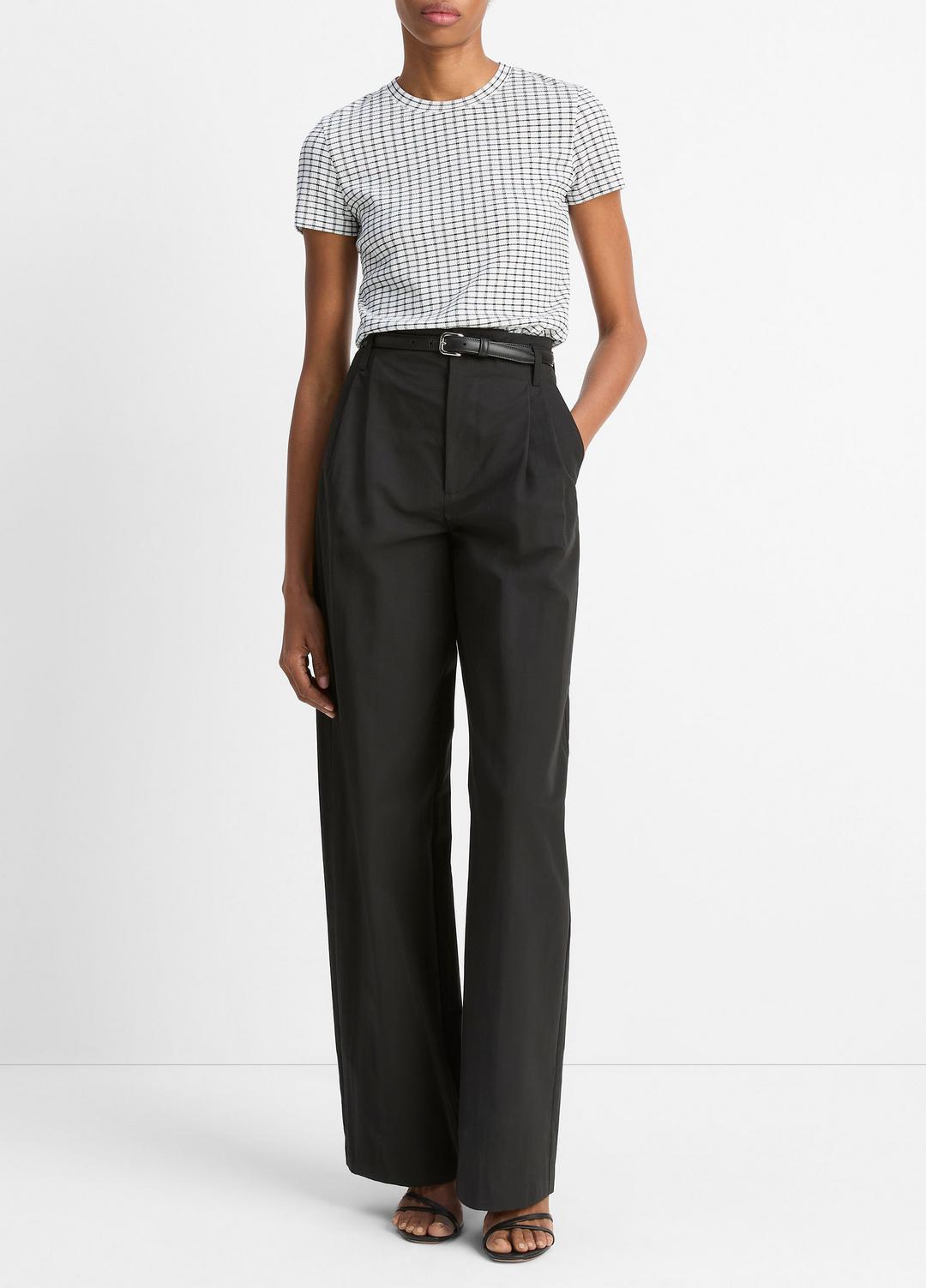 VINCE Customer Favorite - Checked Smocked T-Shirt in Shirts & Tees