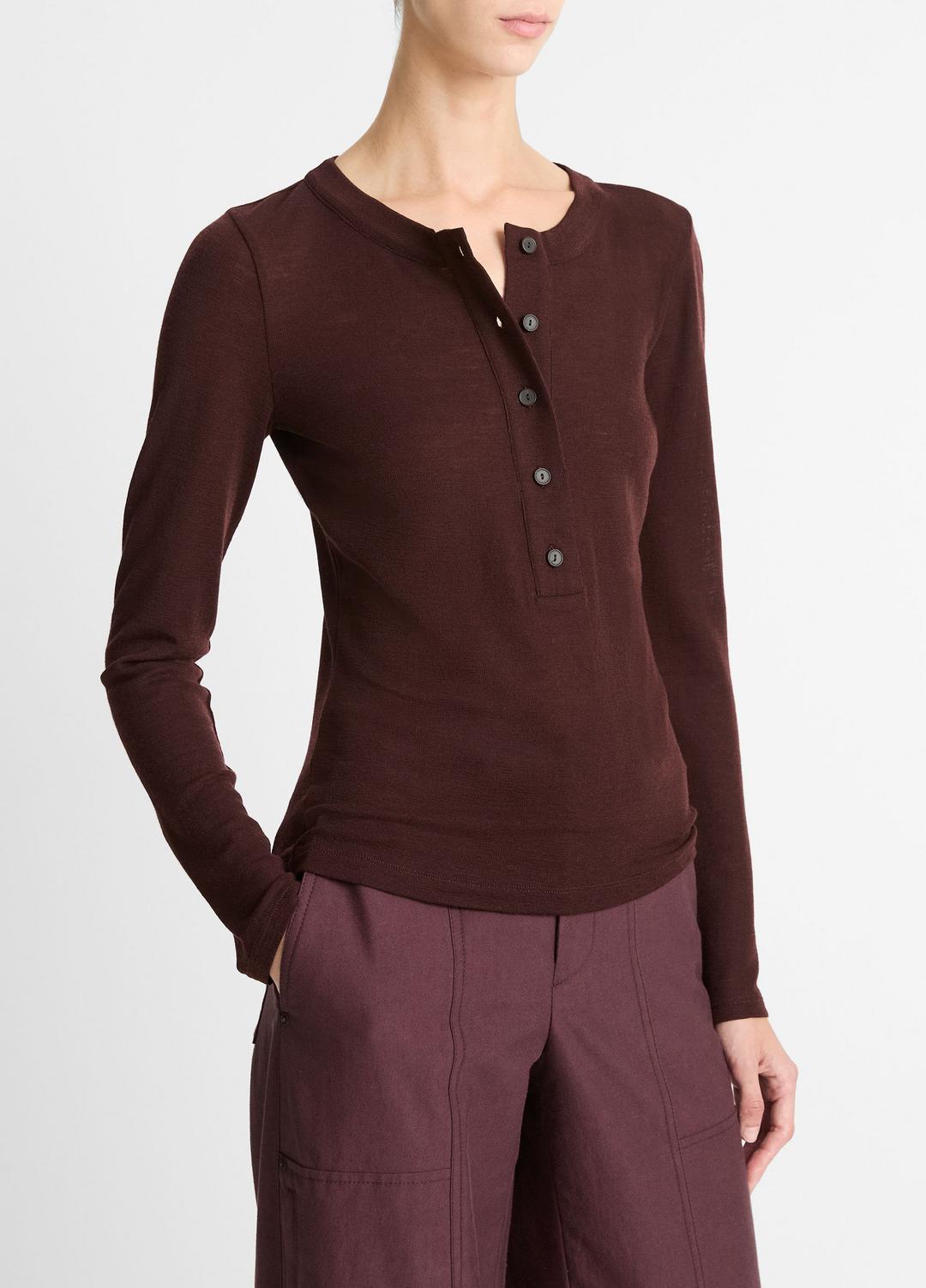 VINCE Value - Wool Long-Sleeve Henley in Shirts & Tees